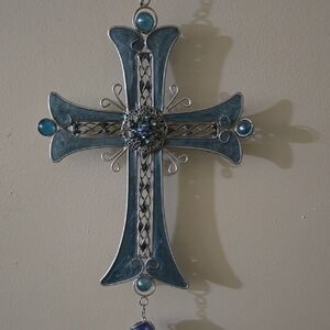 Blue and Silver Cross Wind Chime